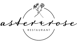 Logo for "Everrose Restaurant" featuring stylized text and an illustration of a rose.